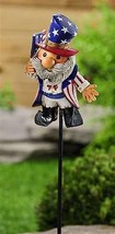 Star Spangled Gnome Garden Stake 40.8" high Double Pronged Resin with Iron Blue image 2