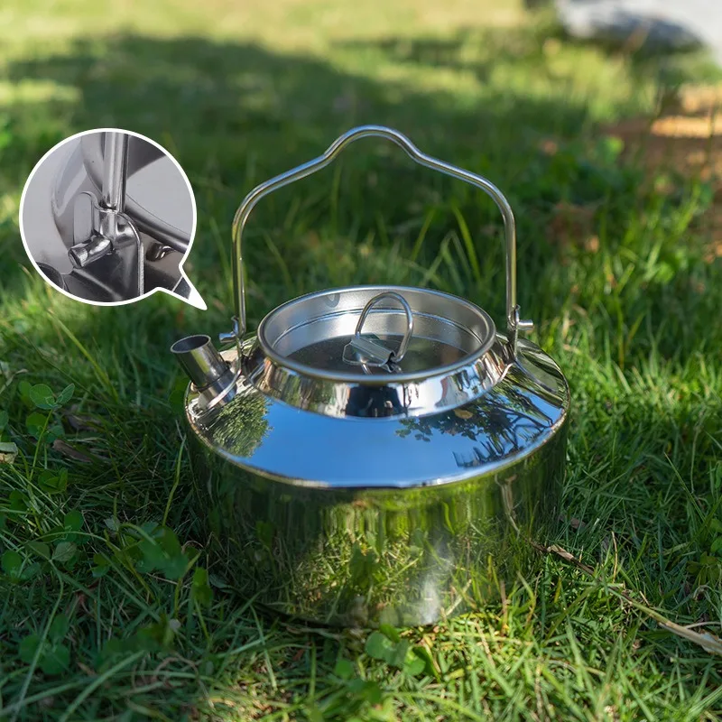 Camping Kettle Outdoor Camping Portable Hanging Kettle Tourist Kettle 1.2L  Pot Teapot Picnic Pot Cooker Camping Supplies