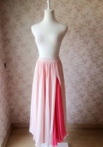 BLUSH PINK Side Split Long Chiffon Skirt Women Maxi Skirt Beach Skirts NWT image 2