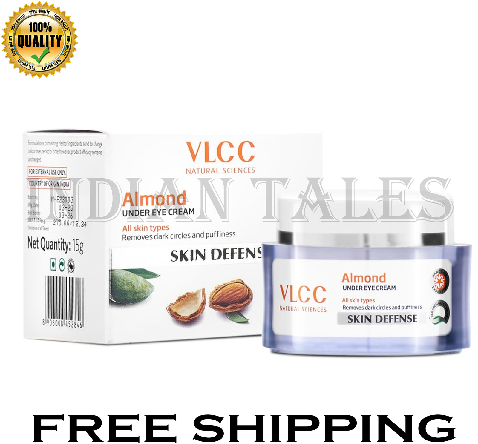 VLCC Almond Under Eye Cream 15g For dark circles and puffiness Eye