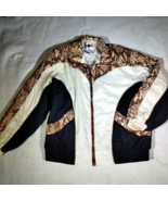 Vintage ACTIVE FRONTIER Snakeskin Print White/Black Nylon Zip Jacket 2XL... - $20.56