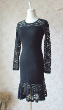 Women's Retro Floral Lace Long Sleeve Fitted Midi Cocktail Party Dress NWT image 2