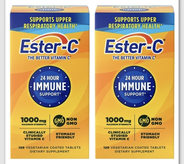 2 boxes EsterC, Vitamin C, Immune Support 1000 Mg, 120 Ct Tablets