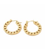 Shiny Gold Plated Curb Chain Statement Hinged Hoop Earrings For Women - $5.34