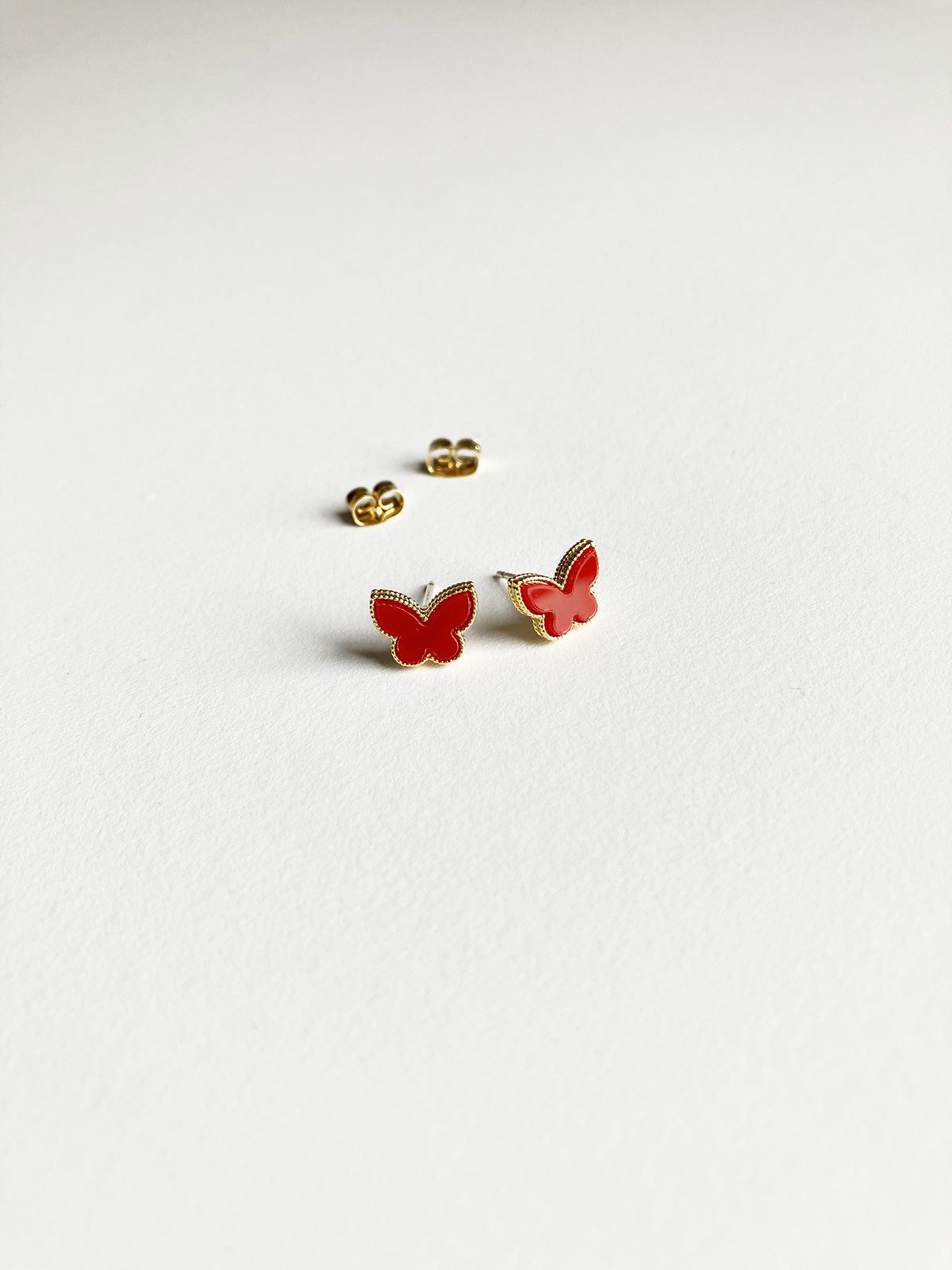 Mini Carnelian Butterfly Earrings in Gold - $30.00