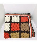 Vintage Crochet Granny Square Multicolored Bed Blanket Handmade 90 x 90 ... - $74.20