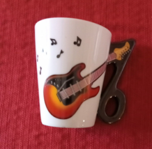 Electric Guitar Handle Ceramic Coffee Tea Mug/Cup w/ Music Notes - $17.75