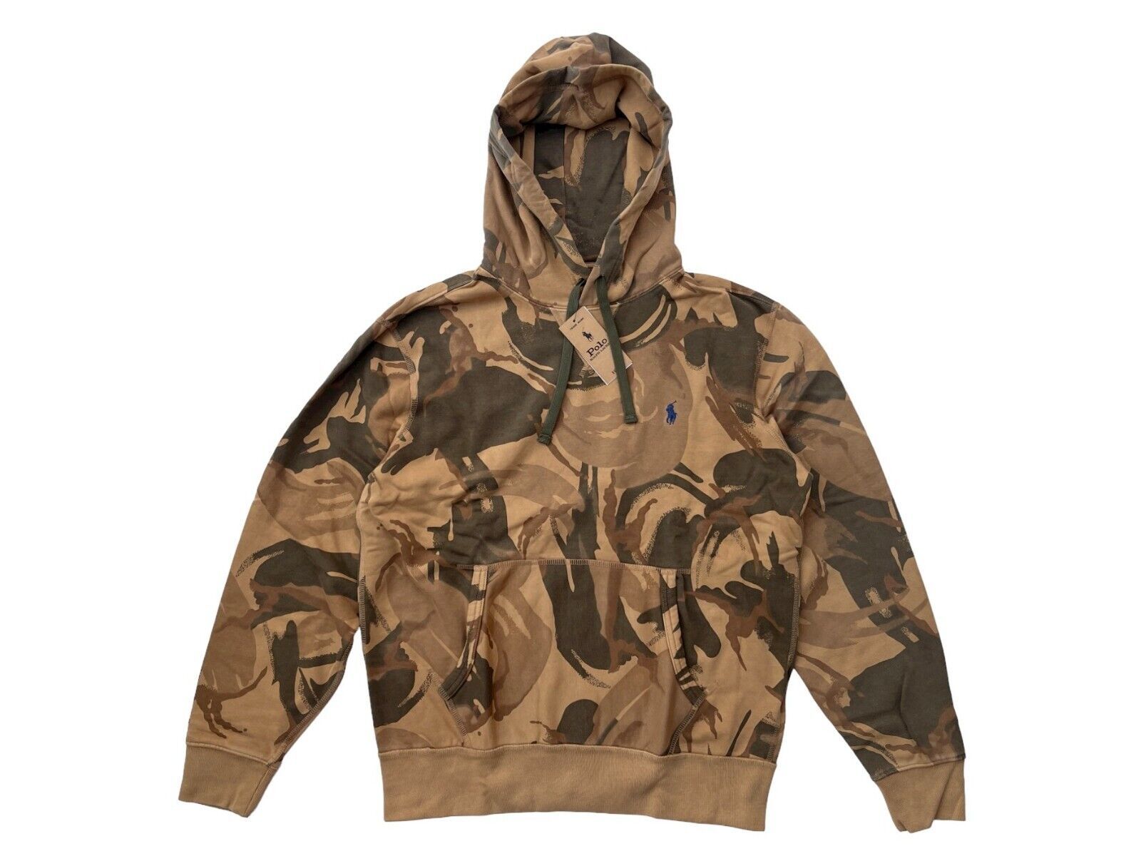 Polo Denim Supply Ralph Lauren Mens M Brown Camo Logo Fleece Pullover Hoodie - $80.75