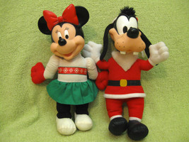 Disney Christmas Goofy Minnie Mouse Plush Doll Vinyl Head Santa Claus Mc Donalds - $16.99