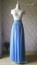 DUSTY BLUE Maxi Tulle Skirt Women Plus Size Tulle Skirts Blue Bridesmaid Skirts 