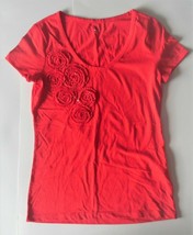 Tommy Hilfiger Womens Red Flowers with Sequins T-Shirt Size Small NWT - $14.01