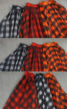 Orange Plaid Skirt High Waisted Long Plaid Skirt Plus Size image 5