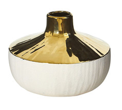 Nearly Natural 8&quot; Elegance Ceramic Decorative Vase with Gold Accents - $48.23