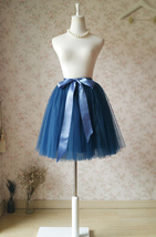 Navy Midi Tulle Skirt Women Girl Tulle Navy Tutu Skirts with Bow Custom Any Size