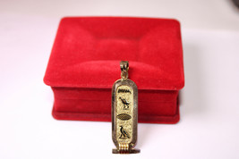 Egyptian Gold 18K Solid Deluxe Pendant Cartouche Your Name in Hieroglyphics - $728.25