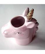   Lavender Pink Unicorn Planter Vase Gold Horn by Chive - $19.99