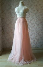 Women Blush Tulle Skirt Full Long Tulle Skirt Blush Pink High Waisted Plus Size image 3
