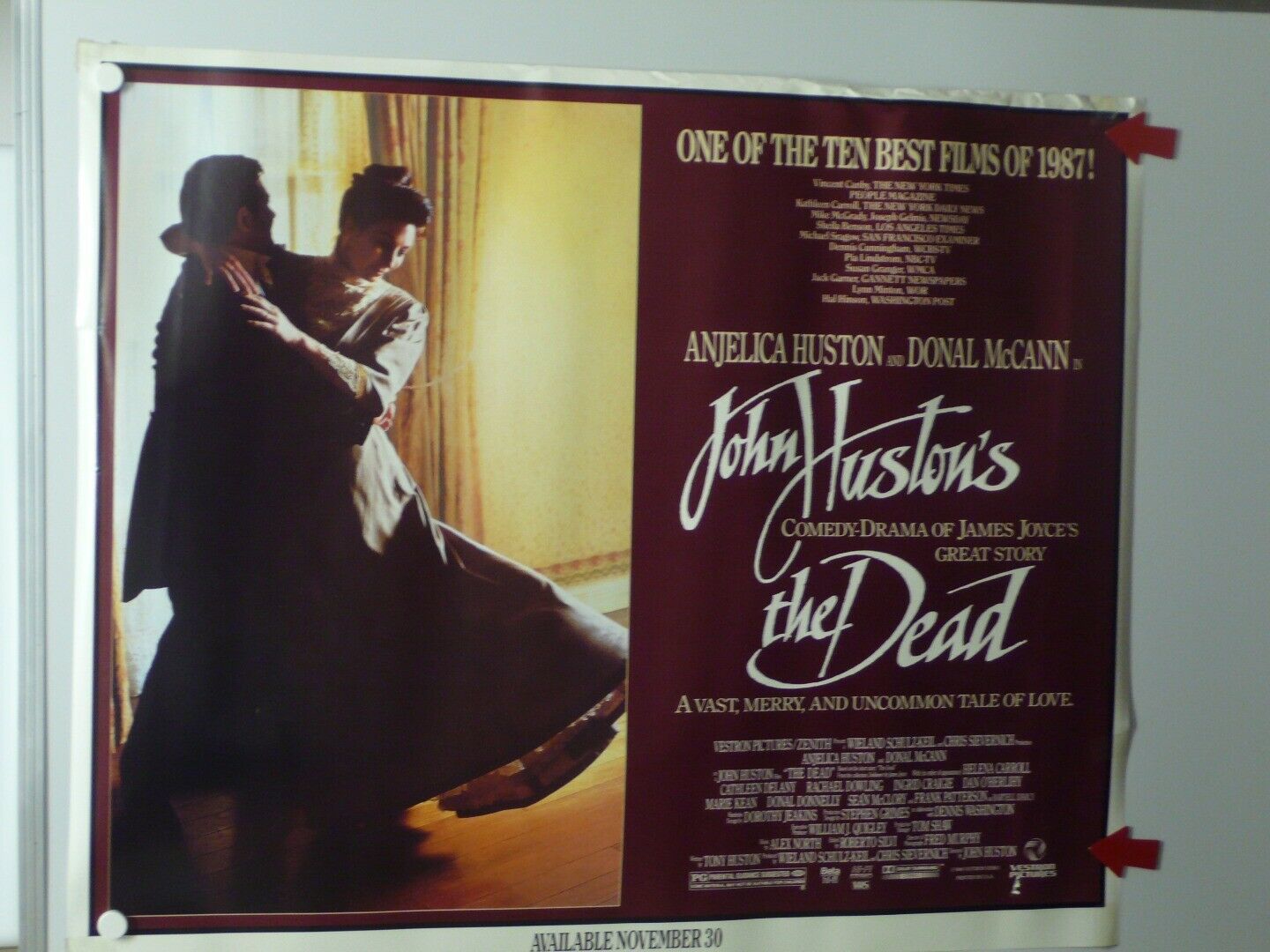 THE DEAD Anjelica Huston DONAL MCCANN Home Video Poster 1987 John ...