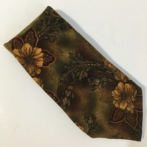 Bill Blass Neck Tie Brown Red 100% Silk Floral Pattern Mens Neckwear - $29.00