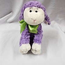 Animal Adventure Purple Lamb Sheep Soft Plush 2010 White Muzzle Hooves Green Bow - $49.49