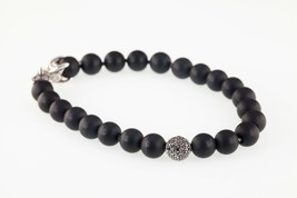 David Yurman Onyx Spiritual Bead Bracelet on Silver Chain w/ Black Diamo... - $1,237.50