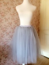 Grey Knee-length Tulle Skirt Womens 4-layered Puffy Tulle Skirt Custom Plus Size image 2