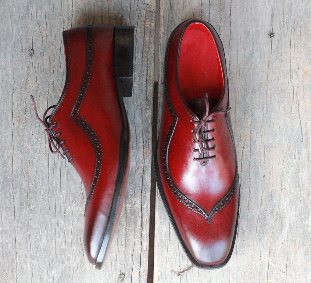 Handmade Men's Burgundy Designing Leather Shoes, Men's Lace Up Dress ...