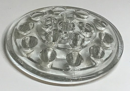 Vintage Glass Flower Frog Clear 16 Hole Supportive Lip Edge 5" Dome Shaped - $10.39