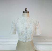 Button Down Short Sleeve Lace Shirt Wedding Bridal Plus Size Crop Lace Shirts image 1