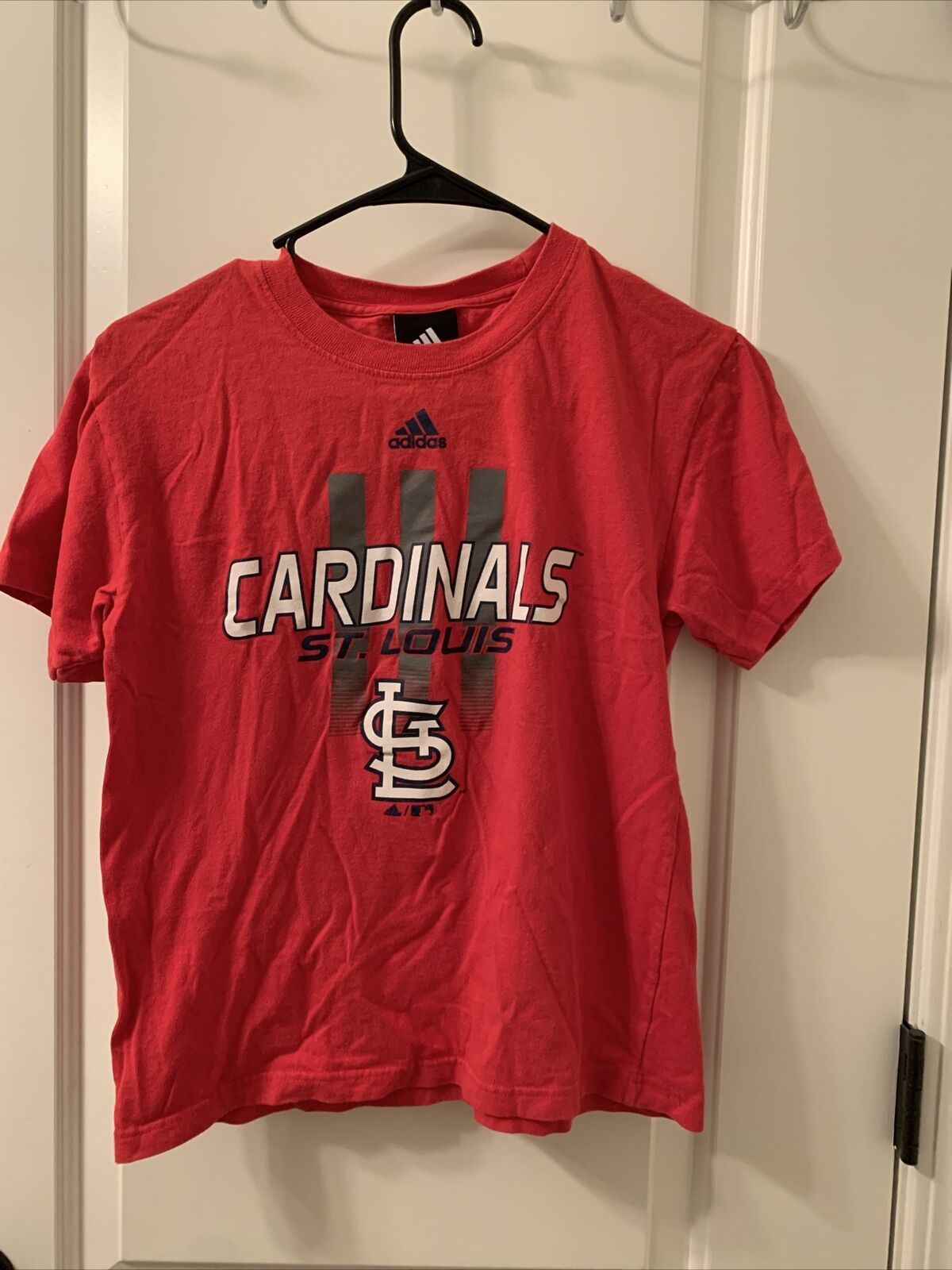 St Louis Cardinals Shirt Adidas Boys Youth Medium 10-12 Blue Short Sleeve