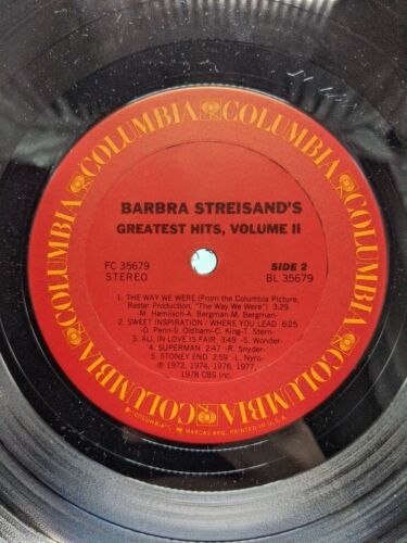 Barbra Streisands Greatest Hits Vol 2 Vinyl Record Vinyl Records 