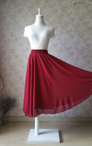 Women Burgundy Chiffon Skirt Burgundy Chiffon Midi Skirt Beach Skirt Plus Size image 1