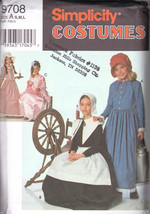 Simplicity 9708 Costumes Child&#39;s &amp; Girls&#39; Puritan, Centennial, Etc... - $1.50