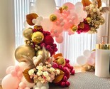 Burgundy Red And Pink Balloon Garland Arch Kit, With Double-Stuffed Wine... - $41.15