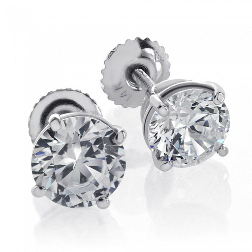 Round Brilliant 0.25 CTW VS2 Clarity, I Color Diamond 14kt White Gold Screwback Stud Earrings