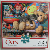 Buffalo 750 Piece Puzzle CATS THE TOY CABINET tabbies looking for mischief - $35.49