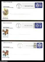 Lot of 3 FDC US Savings Bond Window Envelope Eagle Cachet 1987 1988 - $11.50