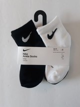 Nike Toddler Kid&#39;s Ankle Socks 6-Pairs Cushioned WHT/BLK/GRY Sz: 4-5 Fit... - $18.80
