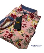 Lee Men&#39;s S/S Floral Theme Print Sport Shirt w/Pkt Pale Pink Size L NWT ... - $32.71
