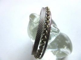 Lot 3 Bronze Tone Bangles Spacer Stacking Bracelets Vintage Retro - $13.98