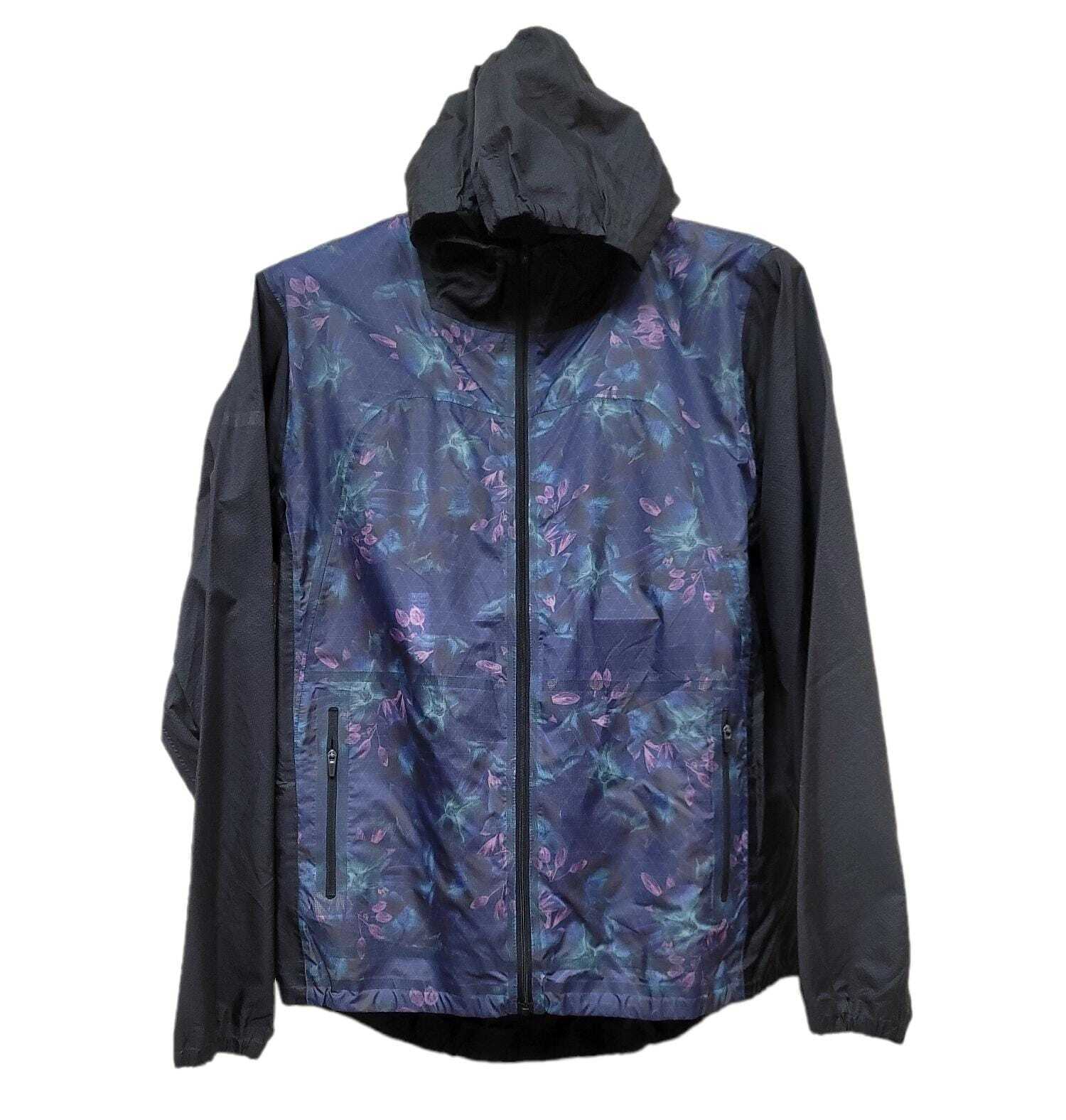 Dyne FLORAL PRINT Packable ColorBlock Print Zip Hoodie, US XLarge