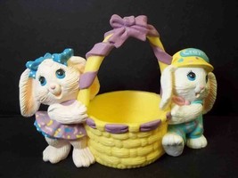 Hallmark Crayola plastic bunnies with basket figurine 1991 original box Easter - $6.95