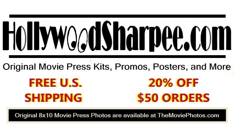 A welcome banner for HollywoodSharpee.com Original Movie Press Kits, Promos, Posters, T-Shirts, Toys