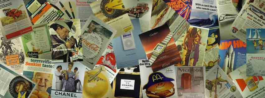 A welcome banner for Vintage Paper Ads - Booth 1