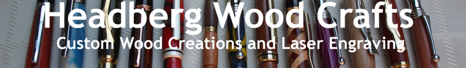 A welcome banner for Headberg Wood Crafts