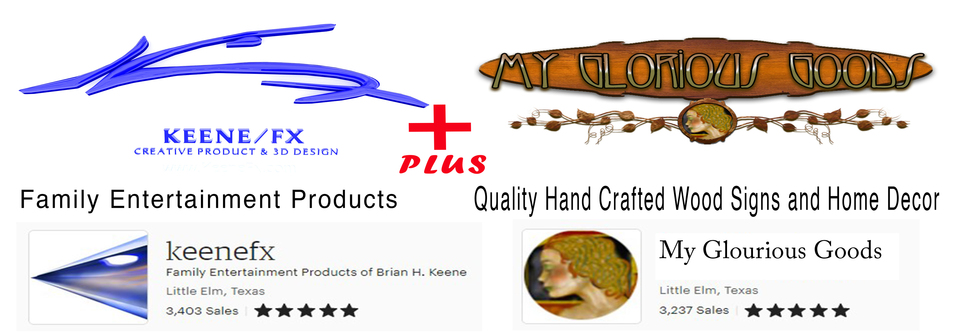 A welcome banner for KeeneFx Plus My Glorious Goods