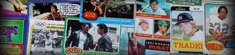 A welcome banner for Bargaintom's Trading Cards, Action Figures and Collectibles 